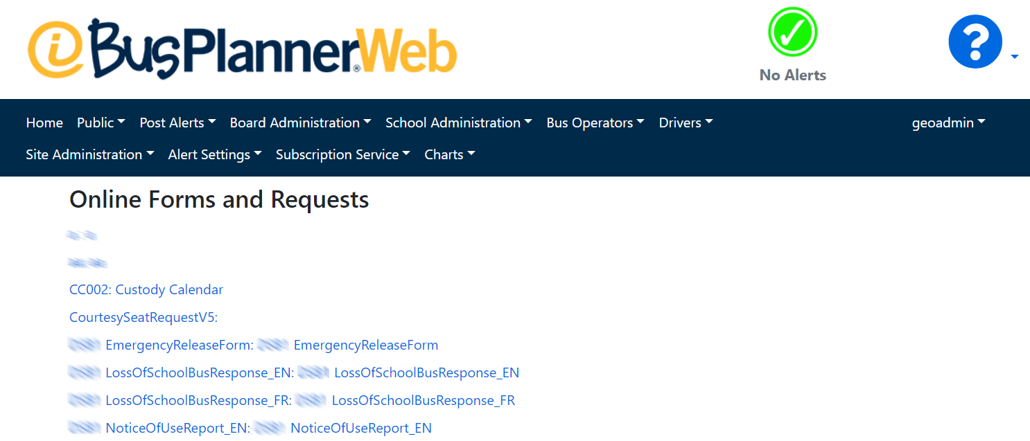 Online Forms and Requests