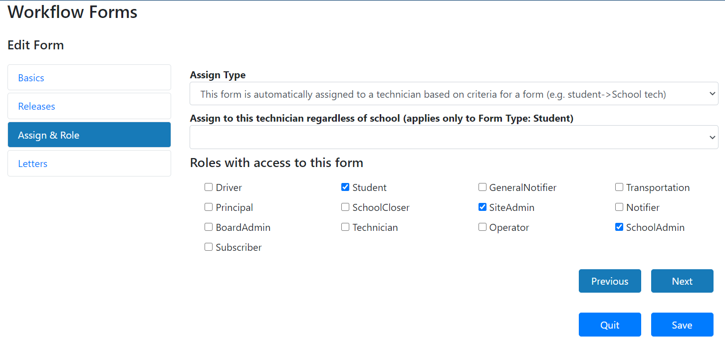 Admin - Forms - Assign&Role