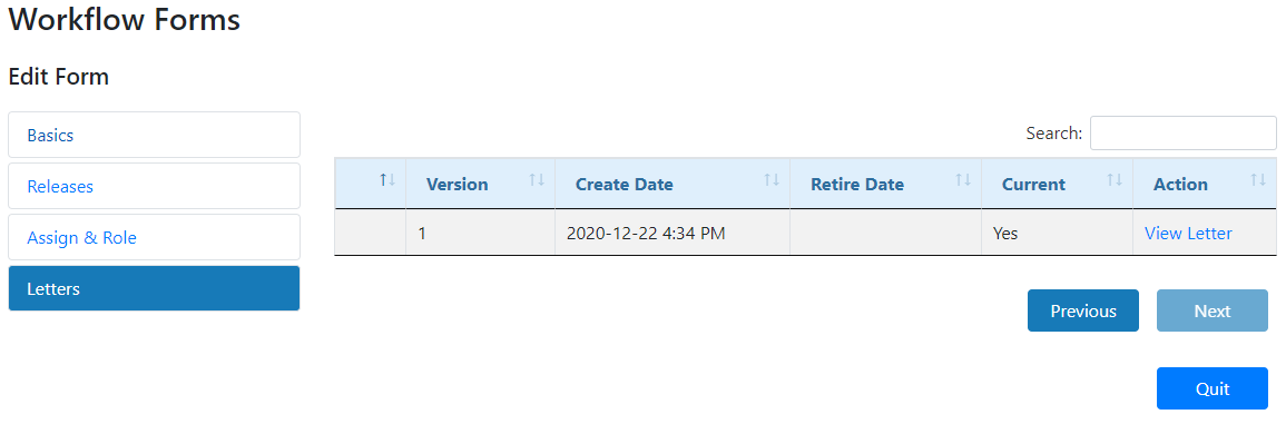 Admin - Forms - Letters