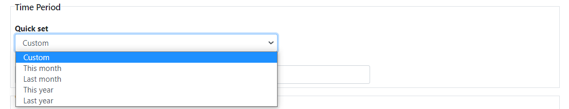 Admin - Statistics - Time Period Quick Set