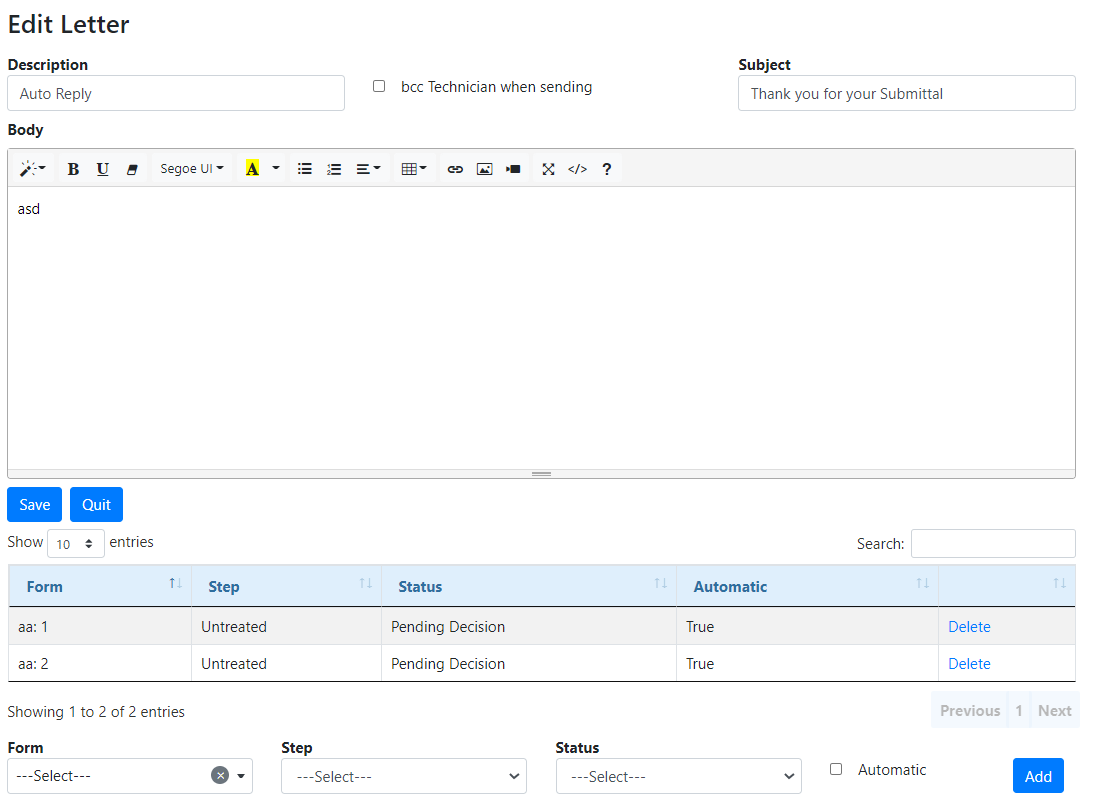 Admin - Letters - Edit